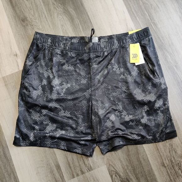 All in motion men's training athletic sports shorts black gray snakeskin S & XXL - Picture 1 of 5